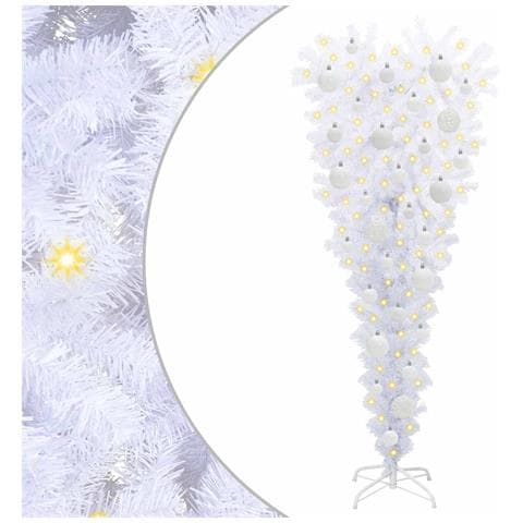 Albero di Natale artificiale Bianco 120 cm PVC e Acciaio - Foto 1