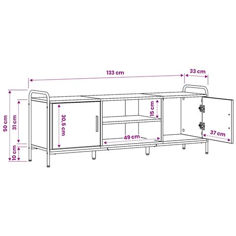 Mobile TV 133 x 33 x 50 cm Rovere Fumo Legno ingegnerizzato - Foto 9