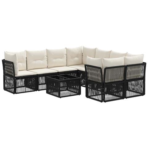 Set Divano da Giardino 9 pz Nero polyrattan - Foto 1