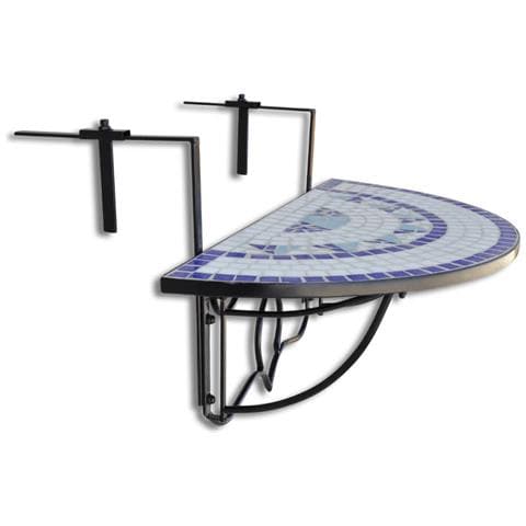 Mosaico Balcone Tabella D'attaccatura Semicircolare Blu Bianca - Foto 2