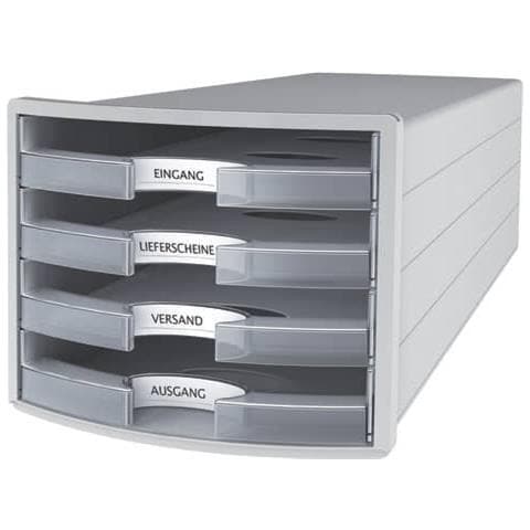 Cassettiera Impuls In Polistirolo Con 4 Cassetti Chiusi Grigio Traslucente-chiaro - 1013-63 - Foto 1