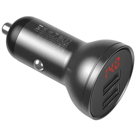 Indicatore Livello Di Carica Digital Car 2xusb Con 3-in-1 Cavo Da 1,2 M, 24w 4.8a, Nero / Grigio (tzccbx-0g) - Foto 3