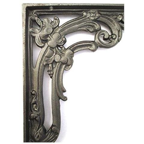 Coppia Di Ghisa Vittoriana Scroll Leaf Scaffale Staffe (15cm X 20cm) - Foto 4