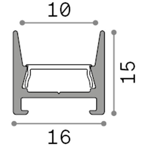Profilo Slot Alluminio Bianco Sur D16x15 2m - Foto 2