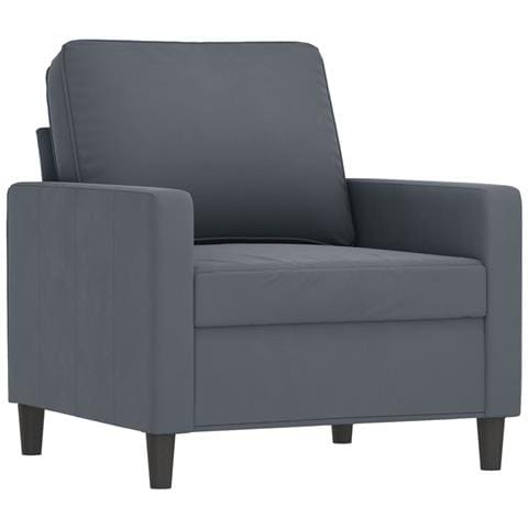 Poltrona Grigio Scuro 60 Cm Velluto - Foto 2