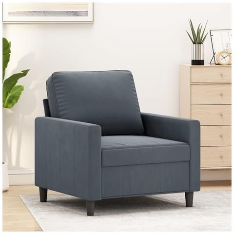 Poltrona Grigio Scuro 60 Cm Velluto - Foto 1