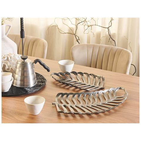 Set Di 2 Piattini Portaoggetti Foglia Amnisos Metallo Argento - Foto 1