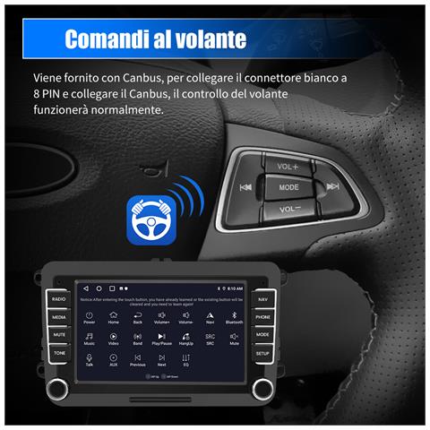 Autoradio Per Vw Golf 5 6 Plus Polo Passat Tiguan Seat, 7 Pollici Android Car Radio [2g+32gb] Con Carplay /android Auto Gps Bluetooth Wifi Fm Rds Eq Comandi Al Volante - Foto 7