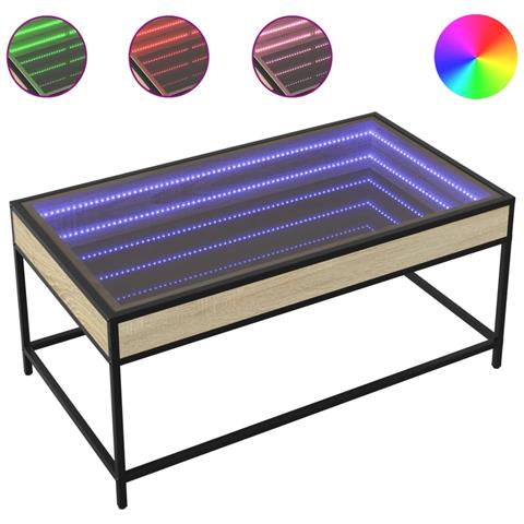 Tavolino Da Salotto Con Led Infinity Rovere Sonoma 90x50x41 Cm - Foto 2