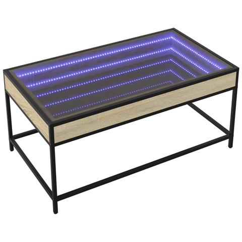 Tavolino Da Salotto Con Led Infinity Rovere Sonoma 90x50x41 Cm - Foto 3