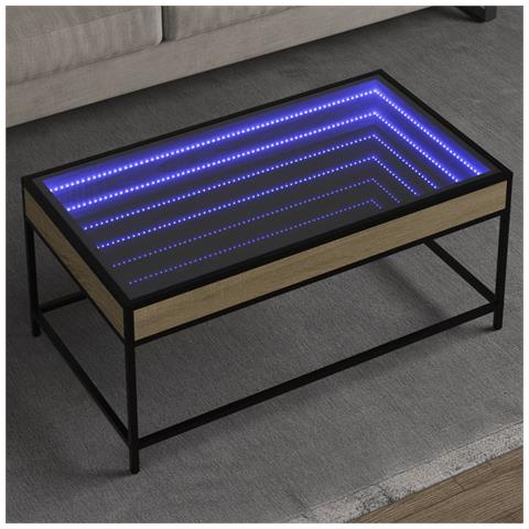 Tavolino Da Salotto Con Led Infinity Rovere Sonoma 90x50x41 Cm - Foto 1