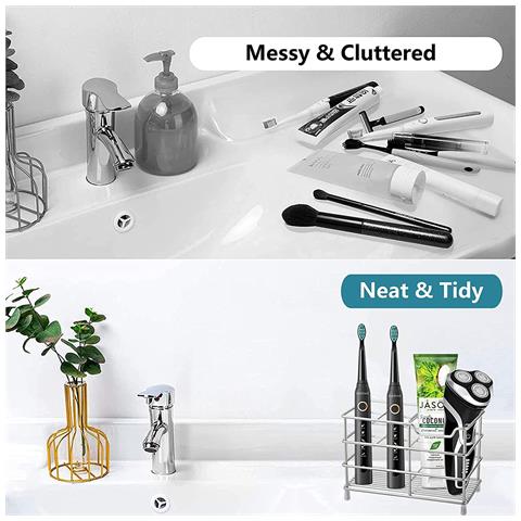 Porta Spazzolino Porta Dentifricio Porta Spazzolino Organizzatore Da Bagno Black - Foto 2