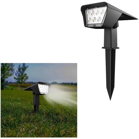 Faretto 7 Led Luce Bianca Picchetto Da Terra Pannello Solare Lampada A Muro Ip65 - Foto 1