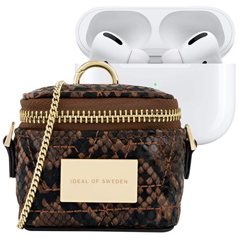 Borsa Mini Per Airpods Any Generation Modello Poppy Con Catena E Moschettone, Marrone - Foto 1