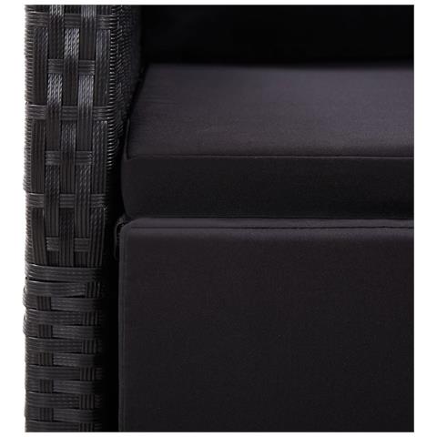 Set da Pranzo da Giardino 9 pz con Cuscini Nero in Polyrattan - Foto 2