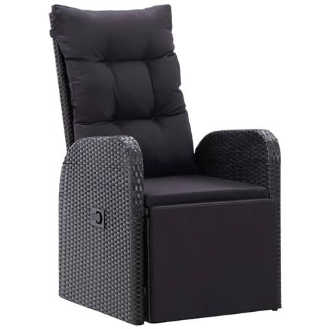 Set da Pranzo da Giardino 9 pz con Cuscini Nero in Polyrattan - Foto 10