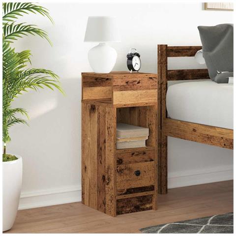 Comodino Con Cassetto Legno Antico 25x31x66 Cm - Foto 3