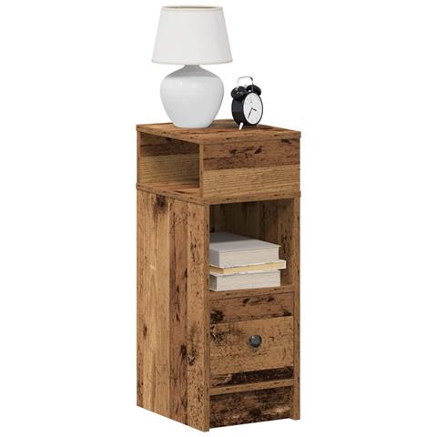 Comodino Con Cassetto Legno Antico 25x31x66 Cm - Foto 1