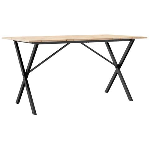 Tavolo Da Pranzo Telaio A X 160x80x75 Cm Legno Pino E Acciaio - Foto 2