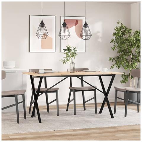 Tavolo Da Pranzo Telaio A X 160x80x75 Cm Legno Pino E Acciaio - Foto 3