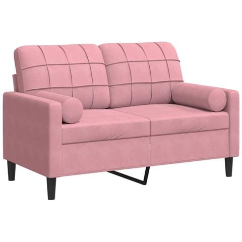 Divano A 2 Posti Con Cuscini Rosa 120 Cm In Velluto - Foto 2