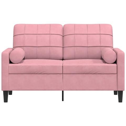 Divano A 2 Posti Con Cuscini Rosa 120 Cm In Velluto - Foto 3