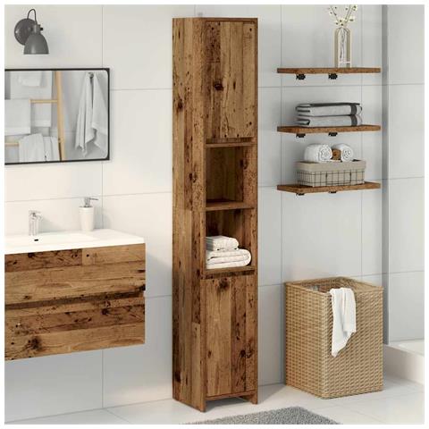 Mobile Da Bagno Legno Antico 30x30x183,5 Cm In Truciolato - Foto 3