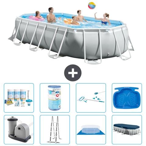 Piscina Fuori Terra - Ovale - 503x274x122 Cm - Grigio - Include Accessori Coordinati A2582 - Foto 1