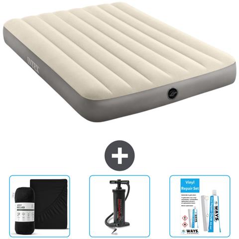 Set Materassino Gonfiabile - 191x137x25 Cm - Beige - Include Accessori Coordinati Cb7 - Foto 1
