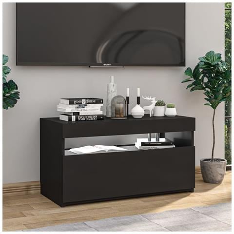 Lusso Casadino - Mobile Porta Tv Con Luci Led Nero 75x35x40 Cm - Foto 2