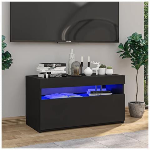 Lusso Casadino - Mobile Porta Tv Con Luci Led Nero 75x35x40 Cm - Foto 8