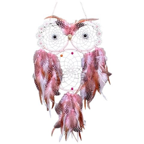 Acchiappasogni Gufo Rosa - Decorazioni Per La Casa Uccello Della Saggezza - Foto 3