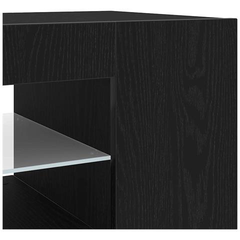 Mobile TV  con luci LED, Nero Rovere, 135x39x30cm, in legno ingegnerizzato - Foto 9