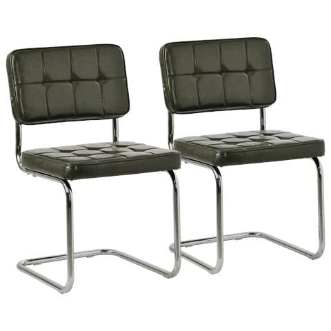 Set Di 2 Sedie Cantilever In Similpelle Verde Cachi Maria - Foto 1