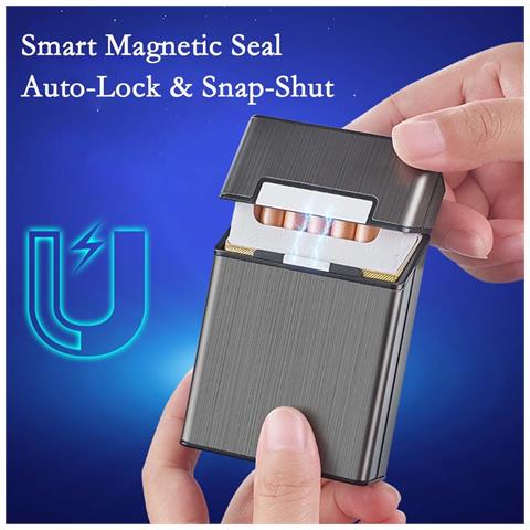 Custodia Per 20 Sigarette Formato Standard - Chiusura Magnetica, A Prova D'umidità Black - Foto 4
