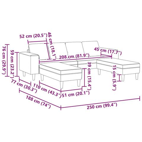 Set di divani 3 pcs Nero Velluto - Foto 9