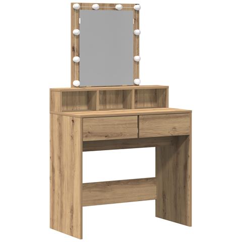 Toeletta con Specchio e LED in Rovere Artigianale in Legno Ingegnerizzato - Foto 1