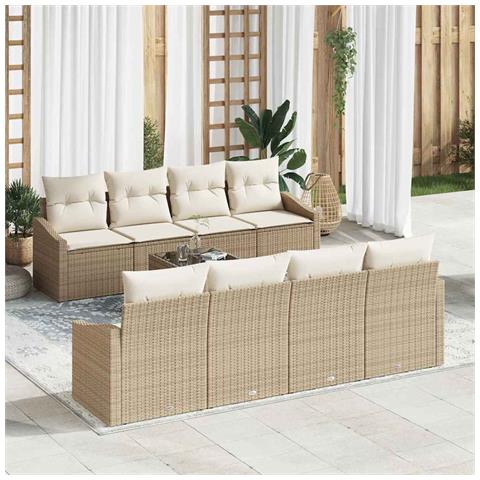 Set Divano da Giardino 7 pcs Beige e Crema 55 x 55 x 37 cm - Foto 2