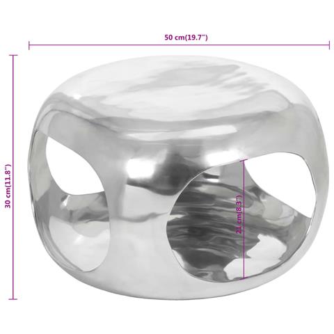 Tavolino da Salotto in Alluminio 50x50x30 cm Argento - Foto 8