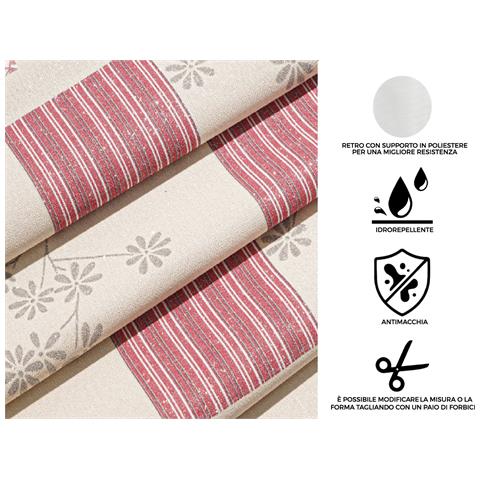 Tovaglia Antimacchia Pvc Proteggi Tavolo Maniva Glitter Riga Flower 140x160 D6 Rosso - Foto 2