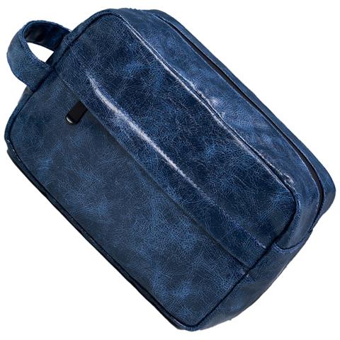 Beauty Case Da Viaggio In Pelle Pu - Borsa Da Toilette Portatile Di Grande Capacità Per Uomo E Donna Blue - Foto 4