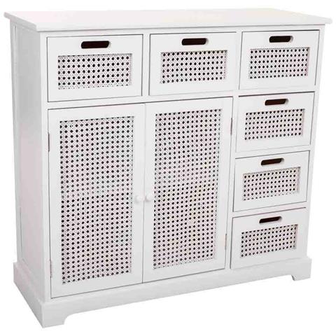 Credenza In Legno E Rete Bianca 86x33x78,5h - Foto 1