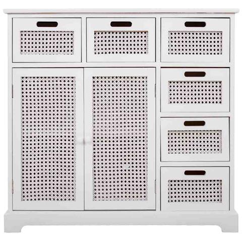 Credenza In Legno E Rete Bianca 86x33x78,5h - Foto 2
