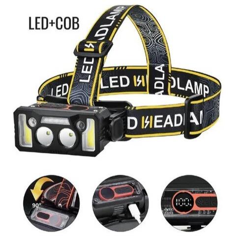 Lampada Frontale Led Cob 200 Lumen Ricaricabile Usb-c Con Sensore Movimento 1200 - Foto 1