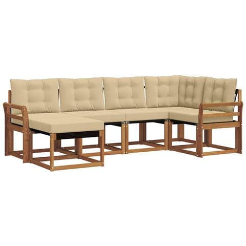 Set di divani da esterno con cuscino 6 pcs Naturale e Beige - Foto 1