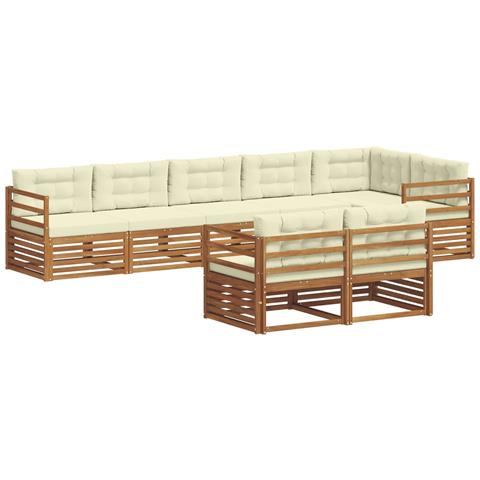 Set di divani da esterno con cuscino 8 pcs Naturale e Crema - Foto 1