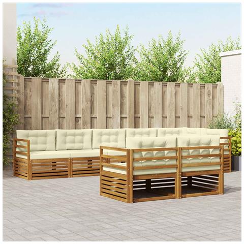 Set di divani da esterno con cuscino 8 pcs Naturale e Crema - Foto 2