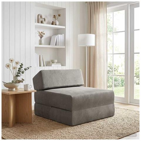 Divano Letto Pieghevole Grigio Chiaro 60 x 70 x 41 cm Tessuto - Foto 2