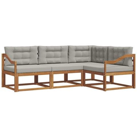 Set di divani da esterno 4 pcs Grigio Naturale e Chiaro - Foto 1