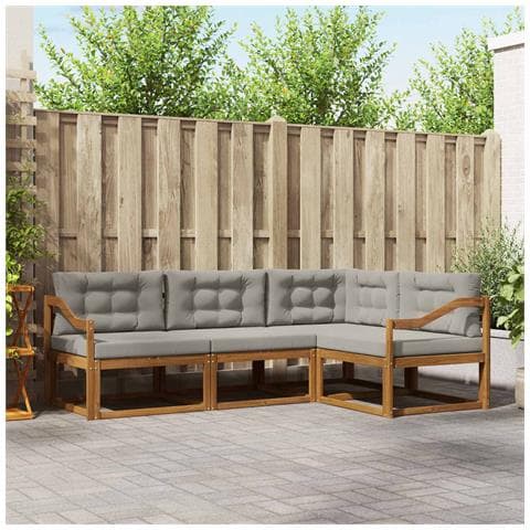 Set di divani da esterno 4 pcs Grigio Naturale e Chiaro - Foto 2